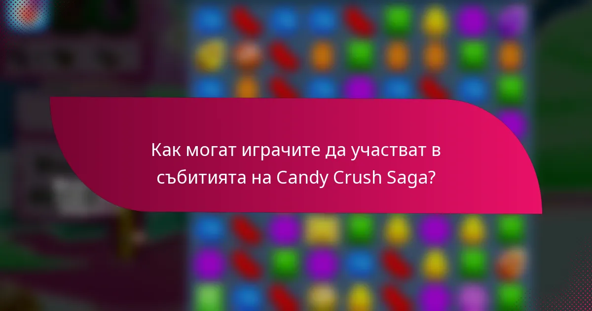 Как могат играчите да участват в събитията на Candy Crush Saga?