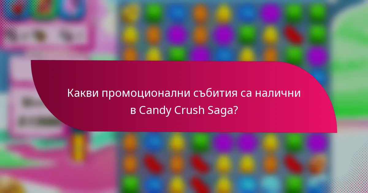 Какви промоционални събития са налични в Candy Crush Saga?