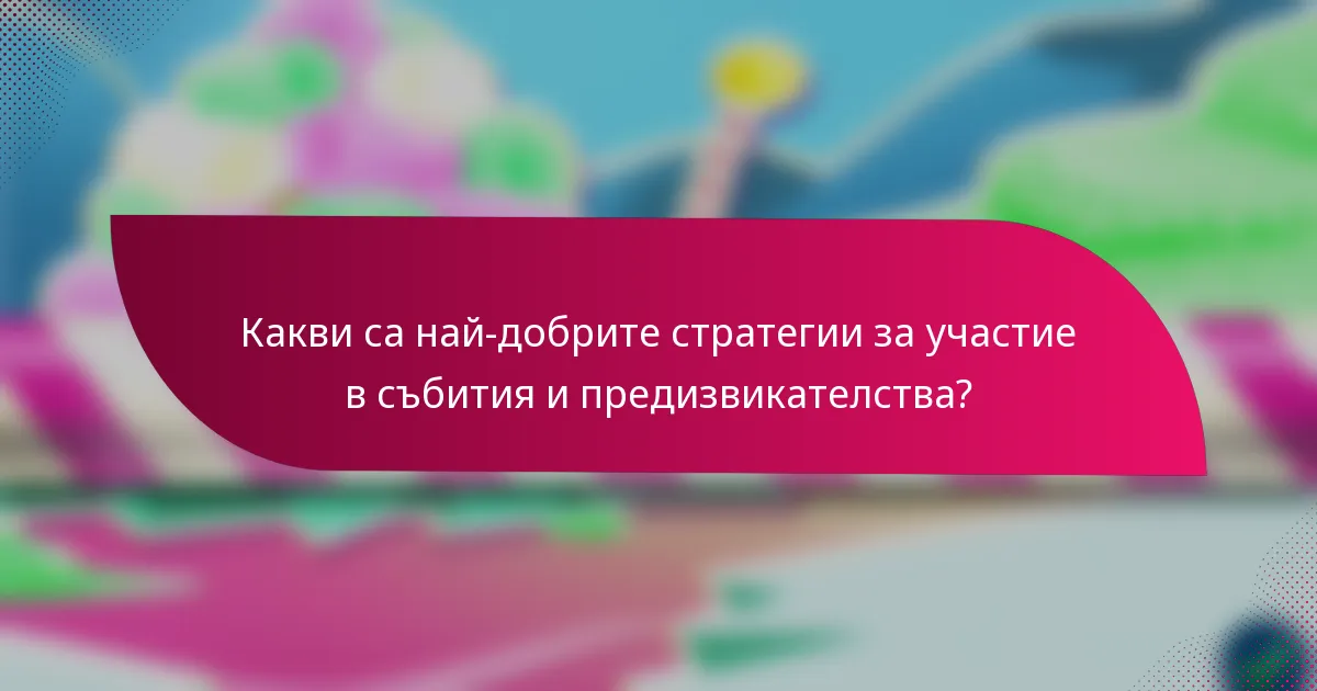 Какви са най-добрите стратегии за участие в събития и предизвикателства?